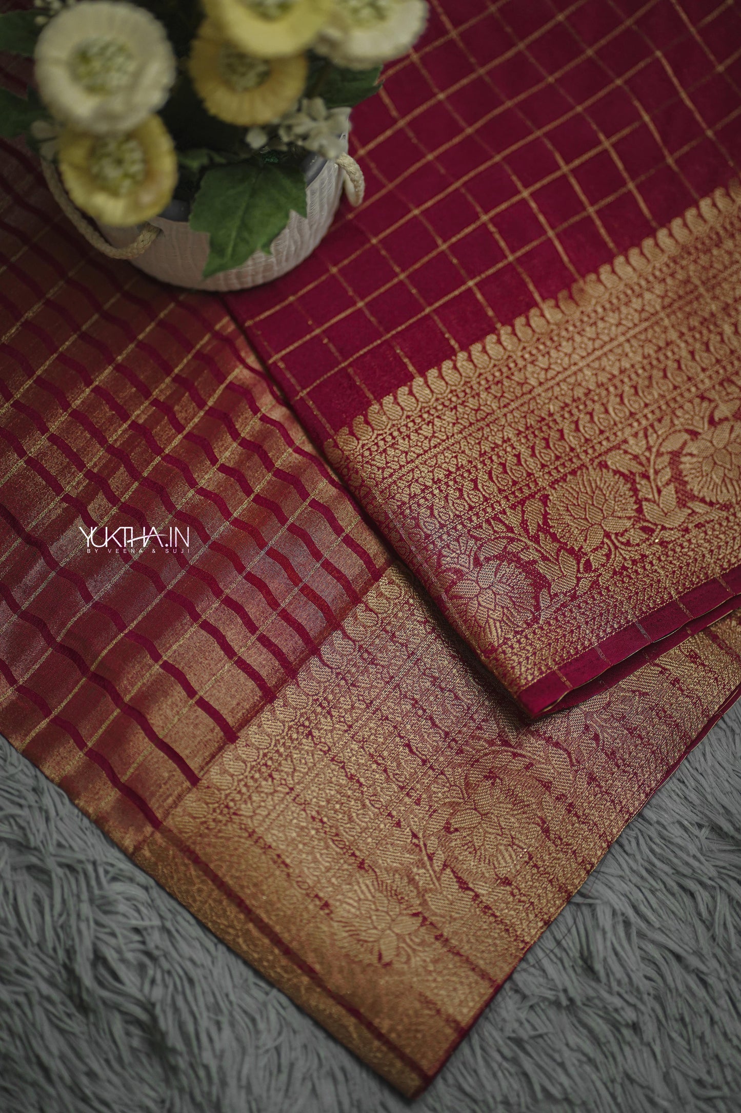 Check Semi Khadi Silk