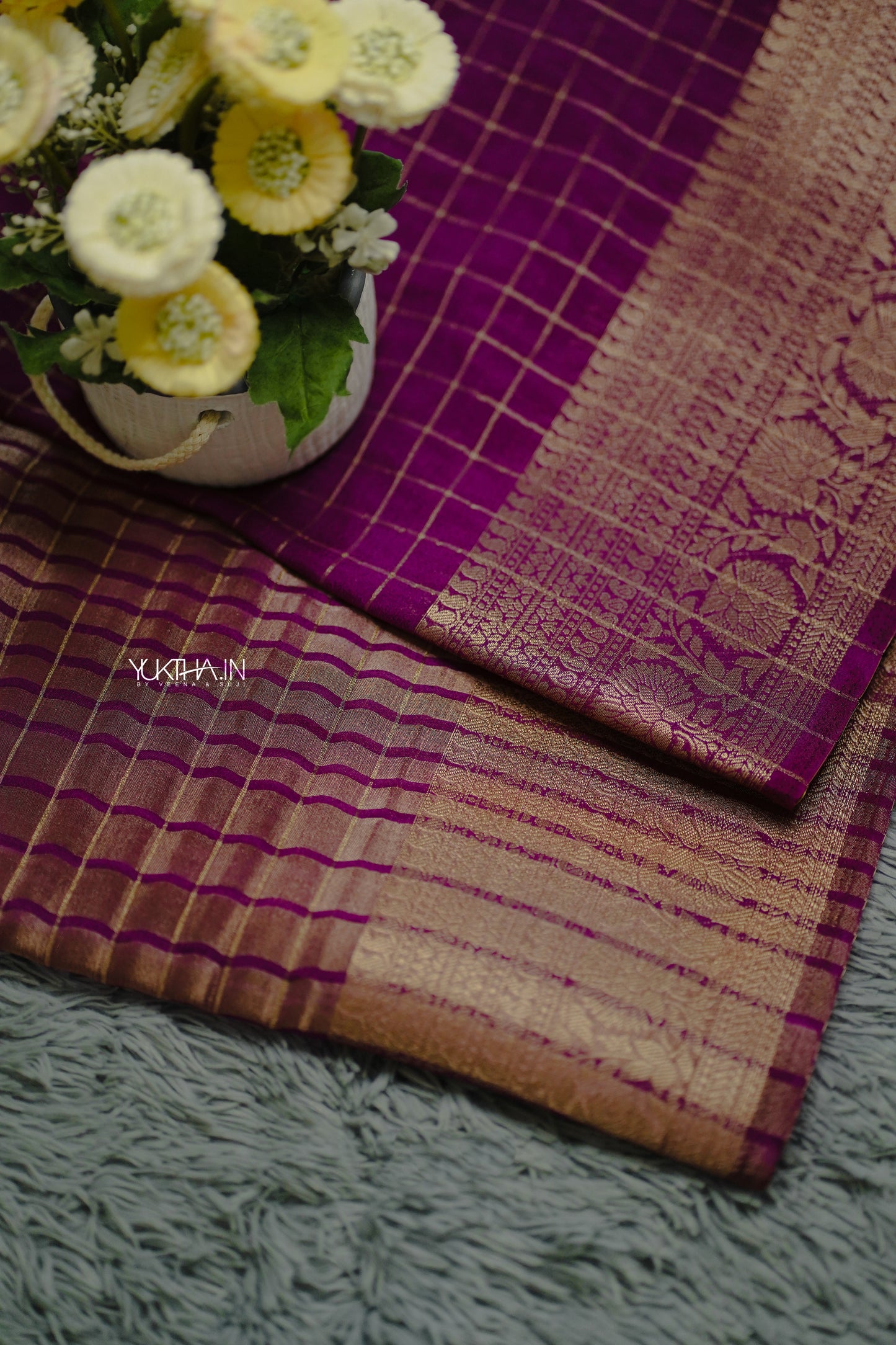 Check Semi Khadi Silk