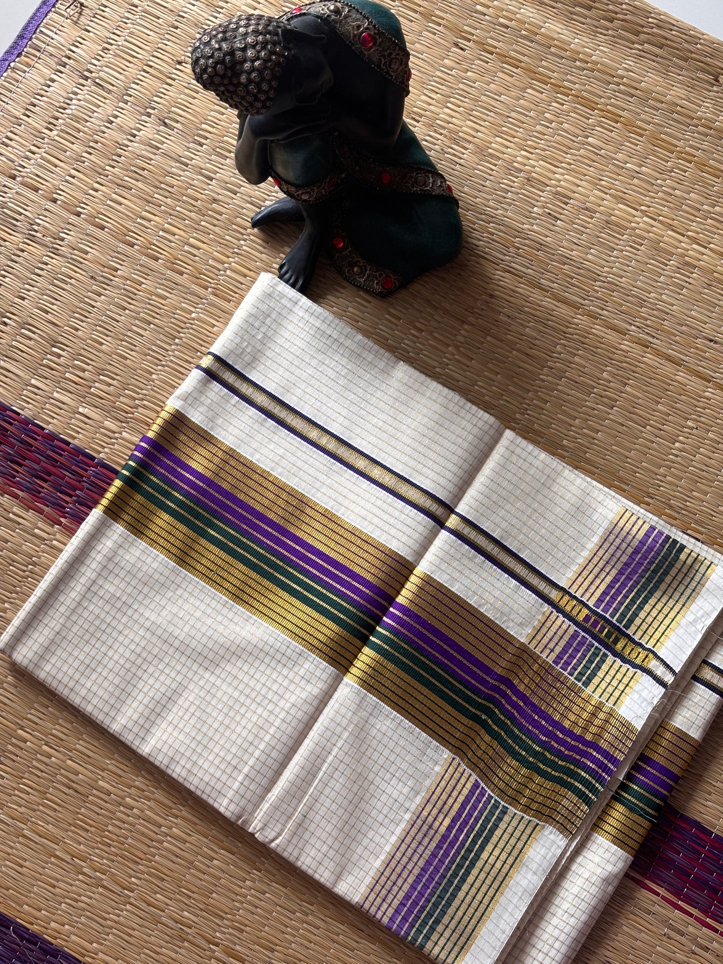 നീരാഞ്ജനം ✨🧿 (Set saree with running blouse)(Purple Green )