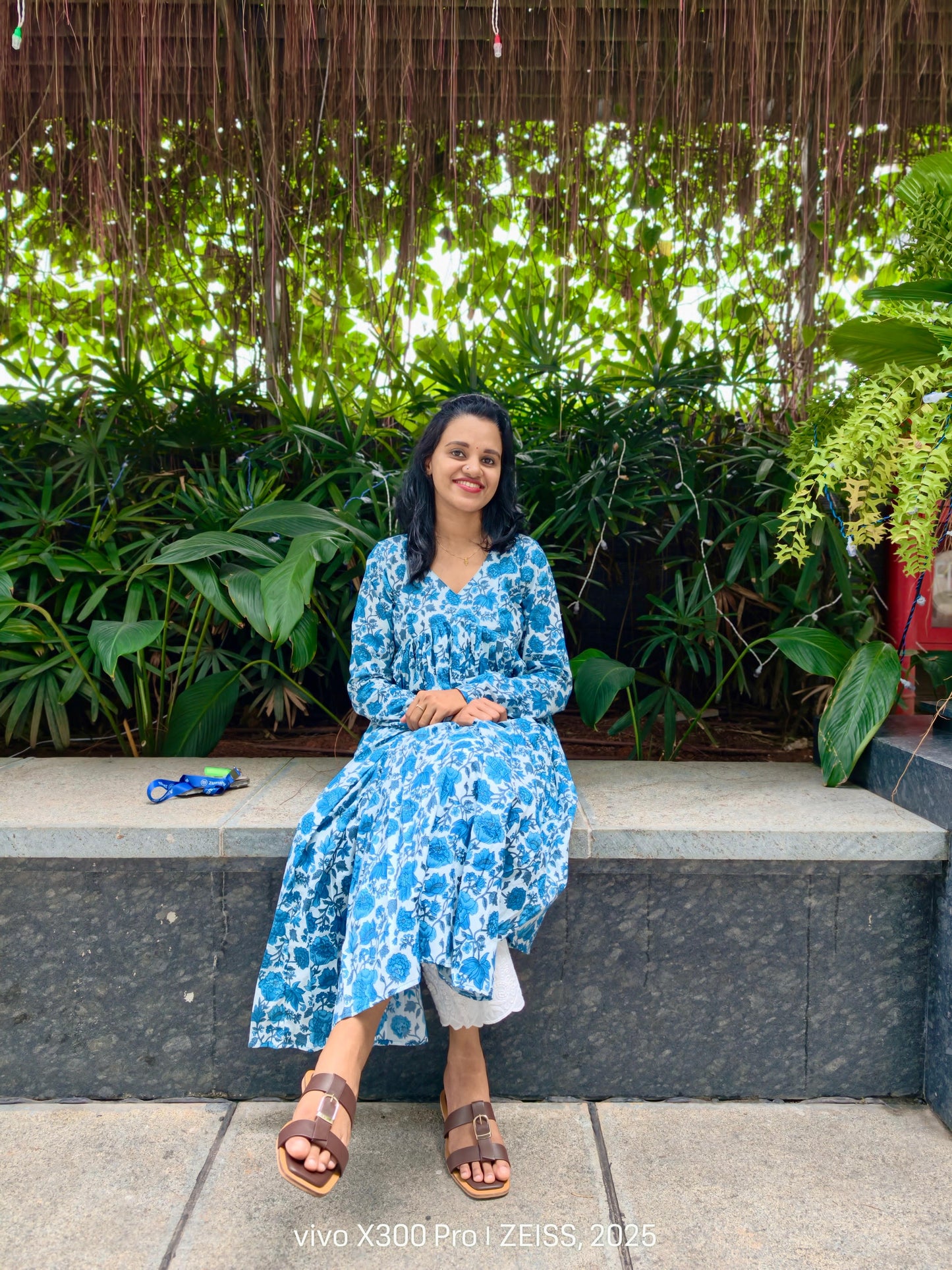 Floral Neeli | Anarkali Kurta Only | Feeding Friendly.