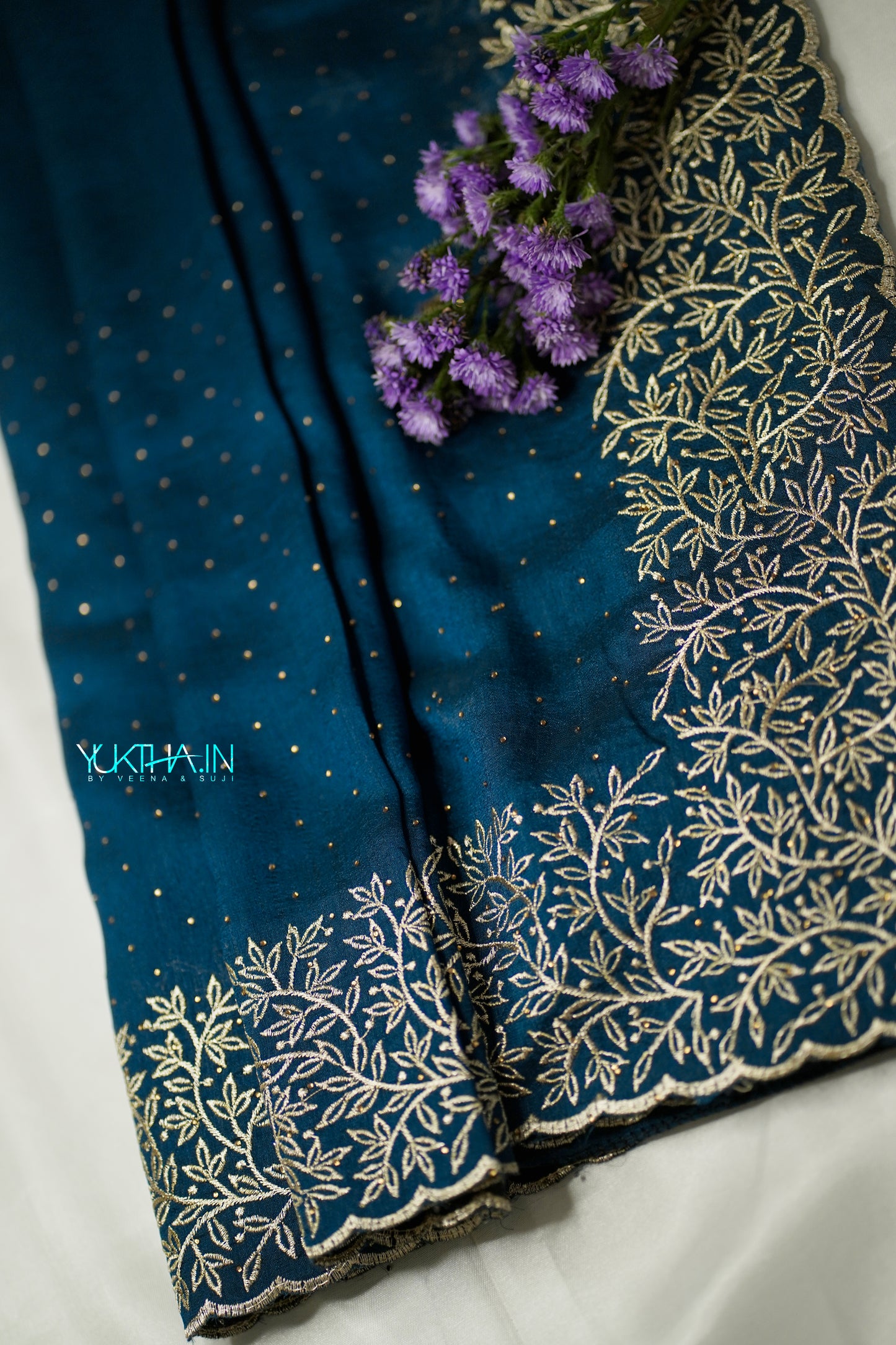 Blue Vichitra silk