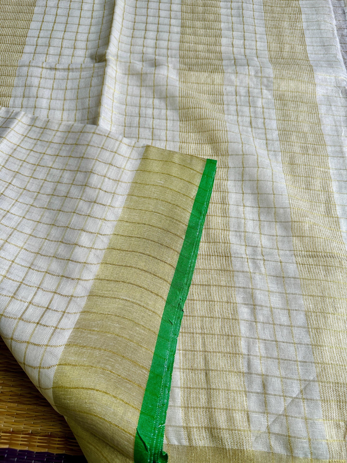 തുമ്പപ്പൂ 💚 ( Green Tissue Soft Cotton Saree with Matching Blouse piece) Prebooking dispatch Aug 3