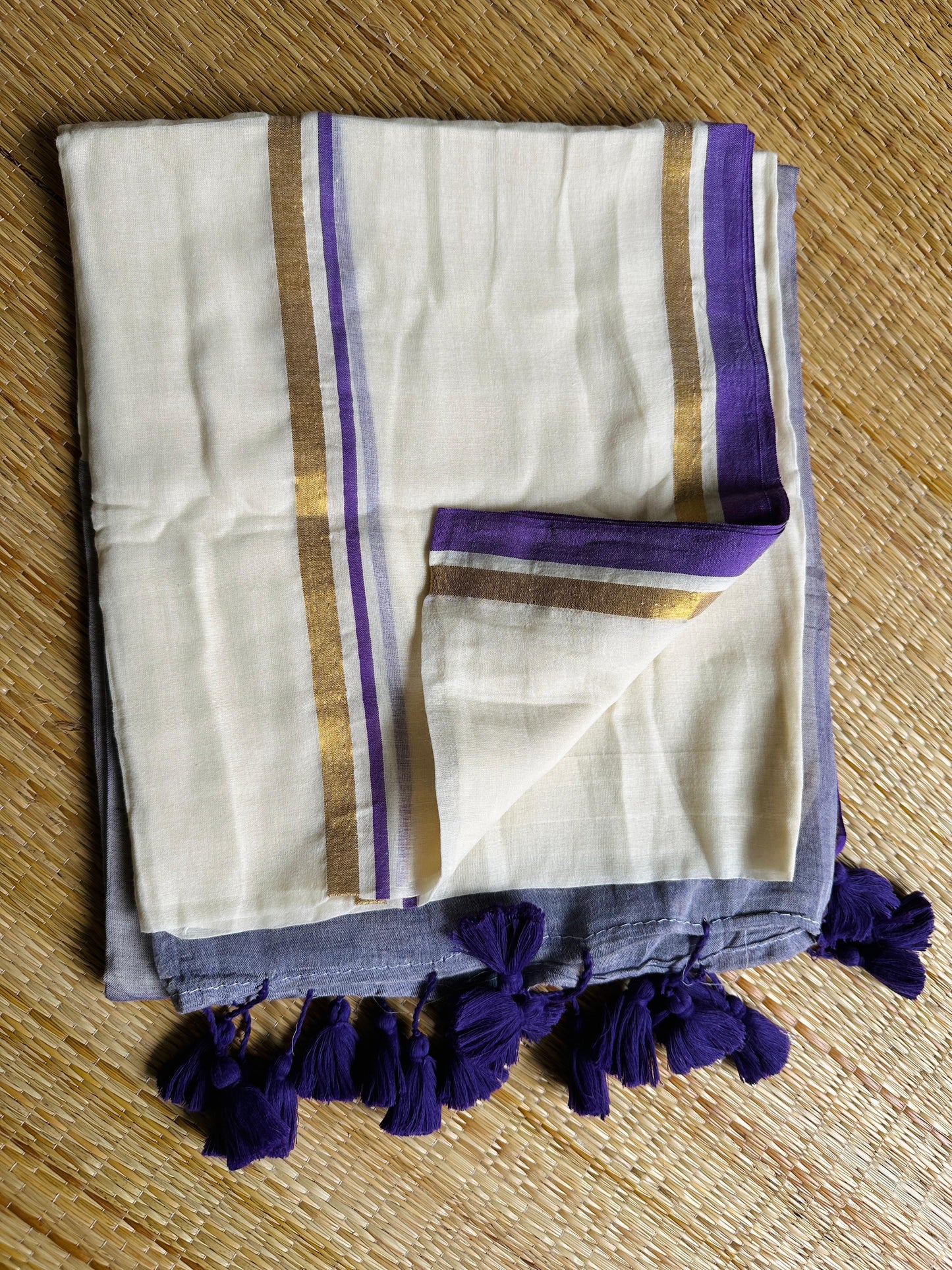 ലാവണ്യ💜 (Mul cotton saree without BP) (Pre-Booking)
