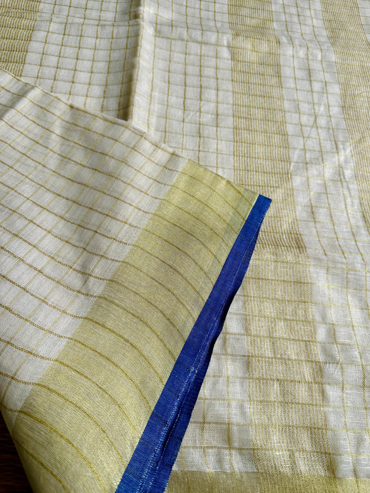 തുമ്പപ്പൂ 🪻 ( Navy Blue LinenSoft Cotton Saree with Matching Blouse piece) Prebooking dispatch Aug 3