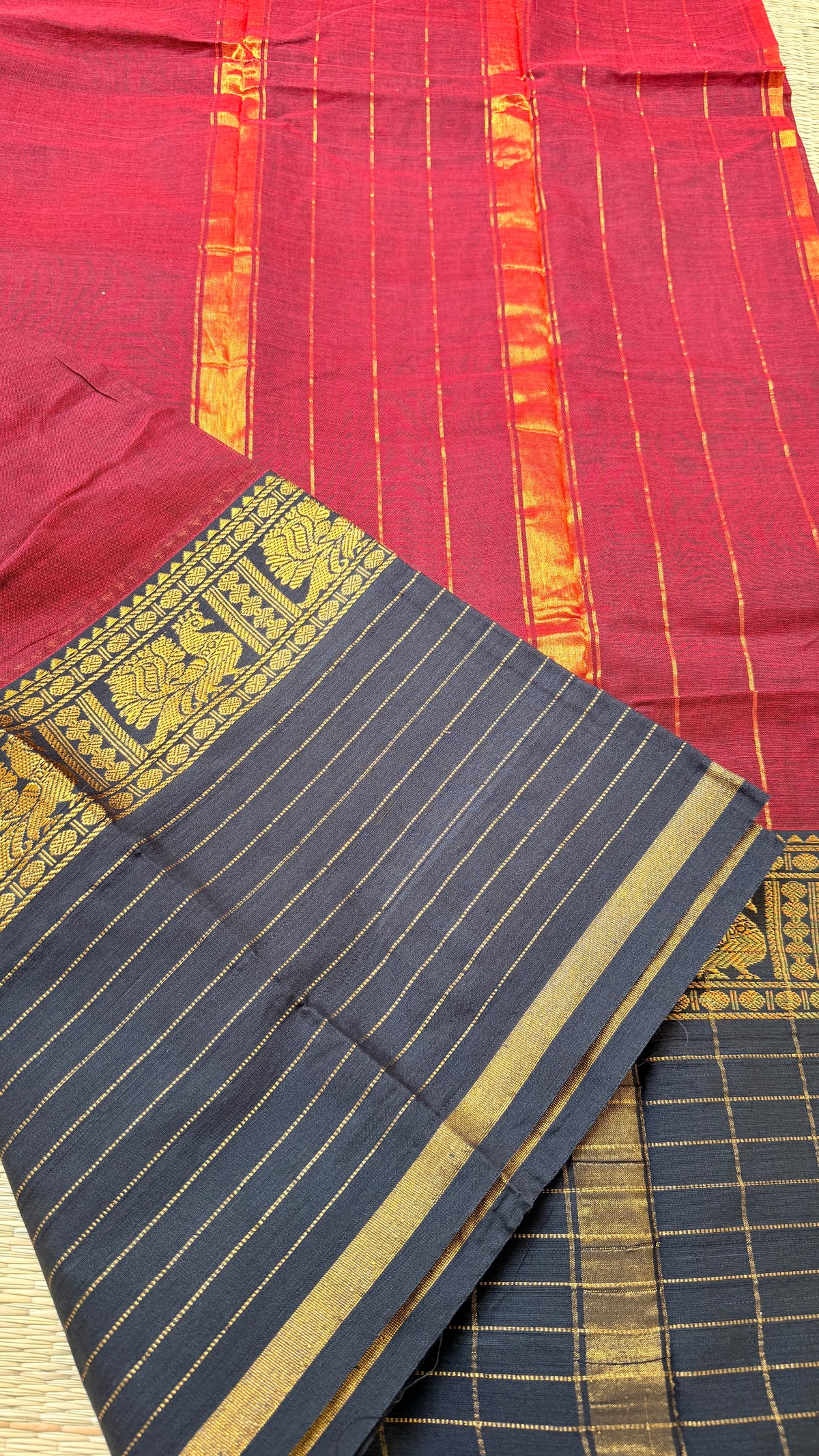 Red& Black Narayanpett Saree