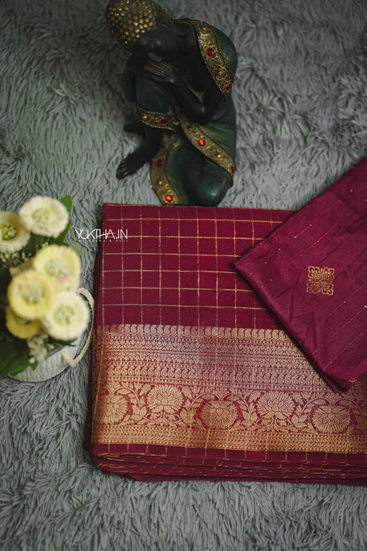 Check Semi Khadi Silk