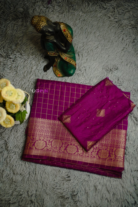 Check Semi Khadi Silk