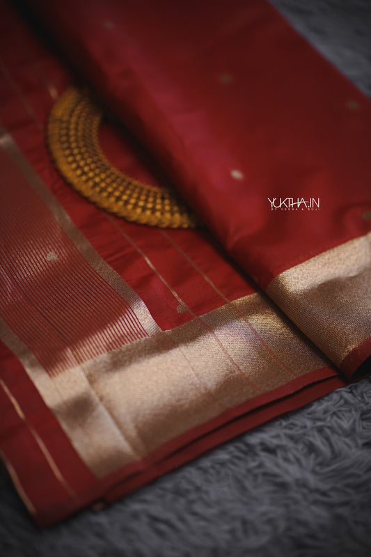 Nayanthara Red small polka saree