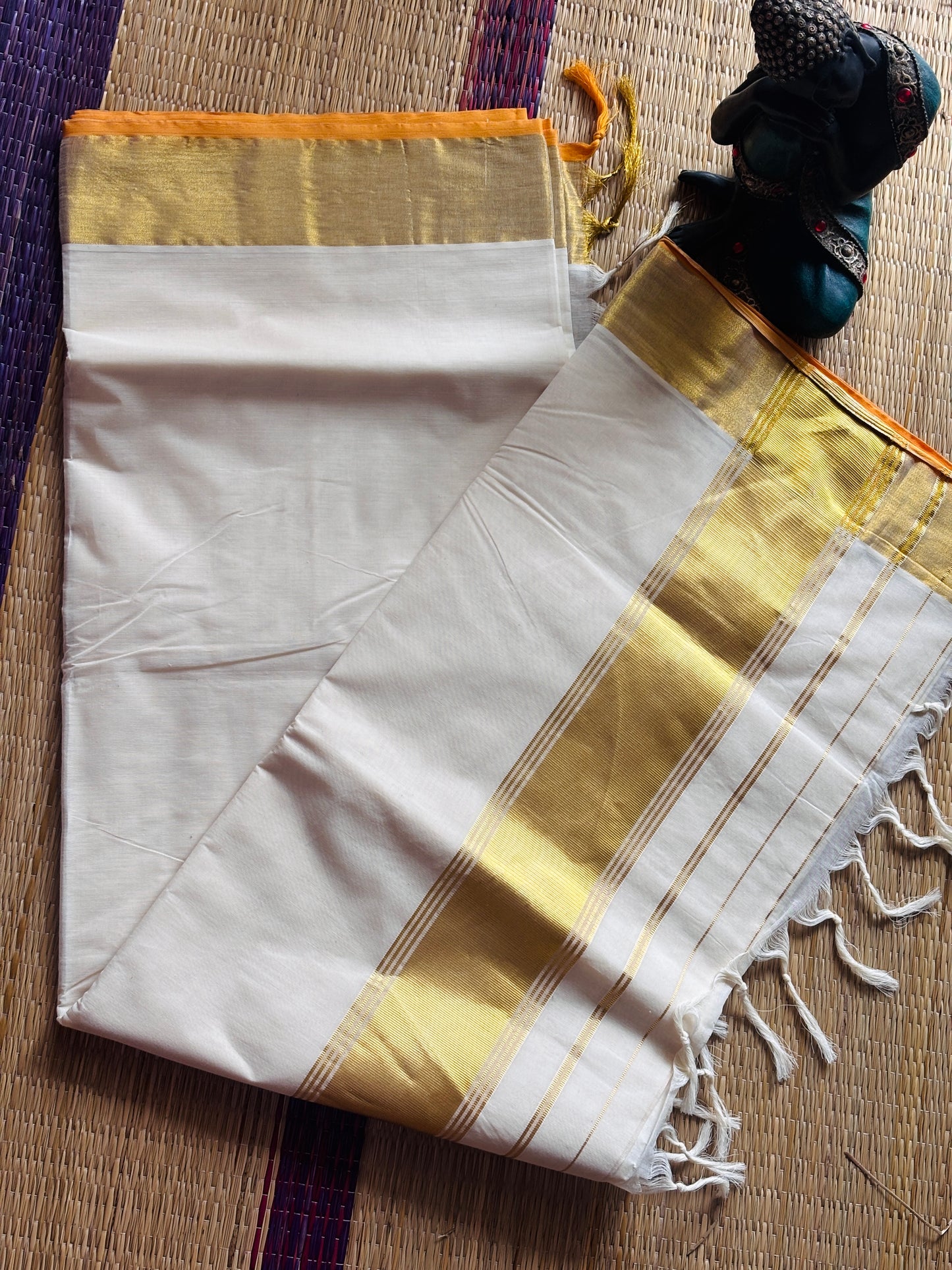 ചേല 💛(cotton Set saree with Running  Blouse piece - 5inch Kara)