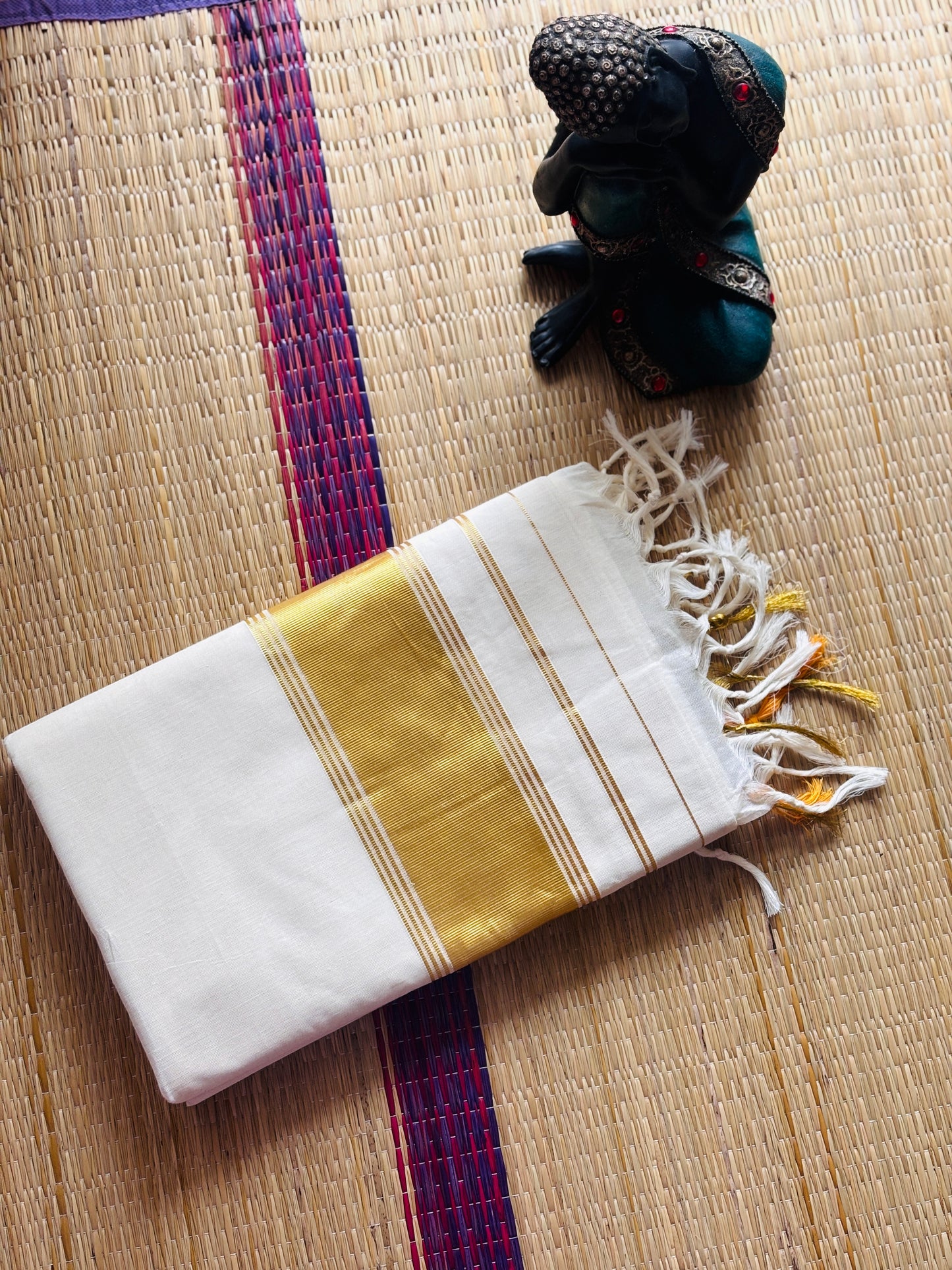 ചേല 💛(cotton Set saree with Running  Blouse piece - 5inch Kara)