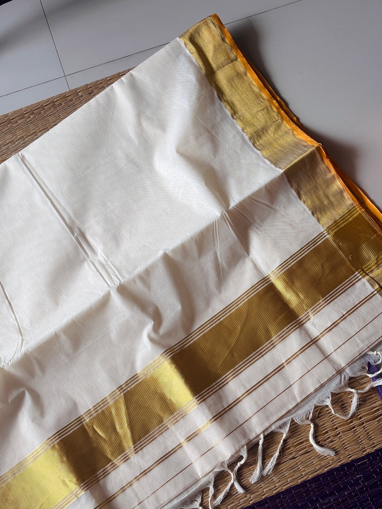 ചേല 💛(cotton Set saree with Running  Blouse piece - 5inch Kara)