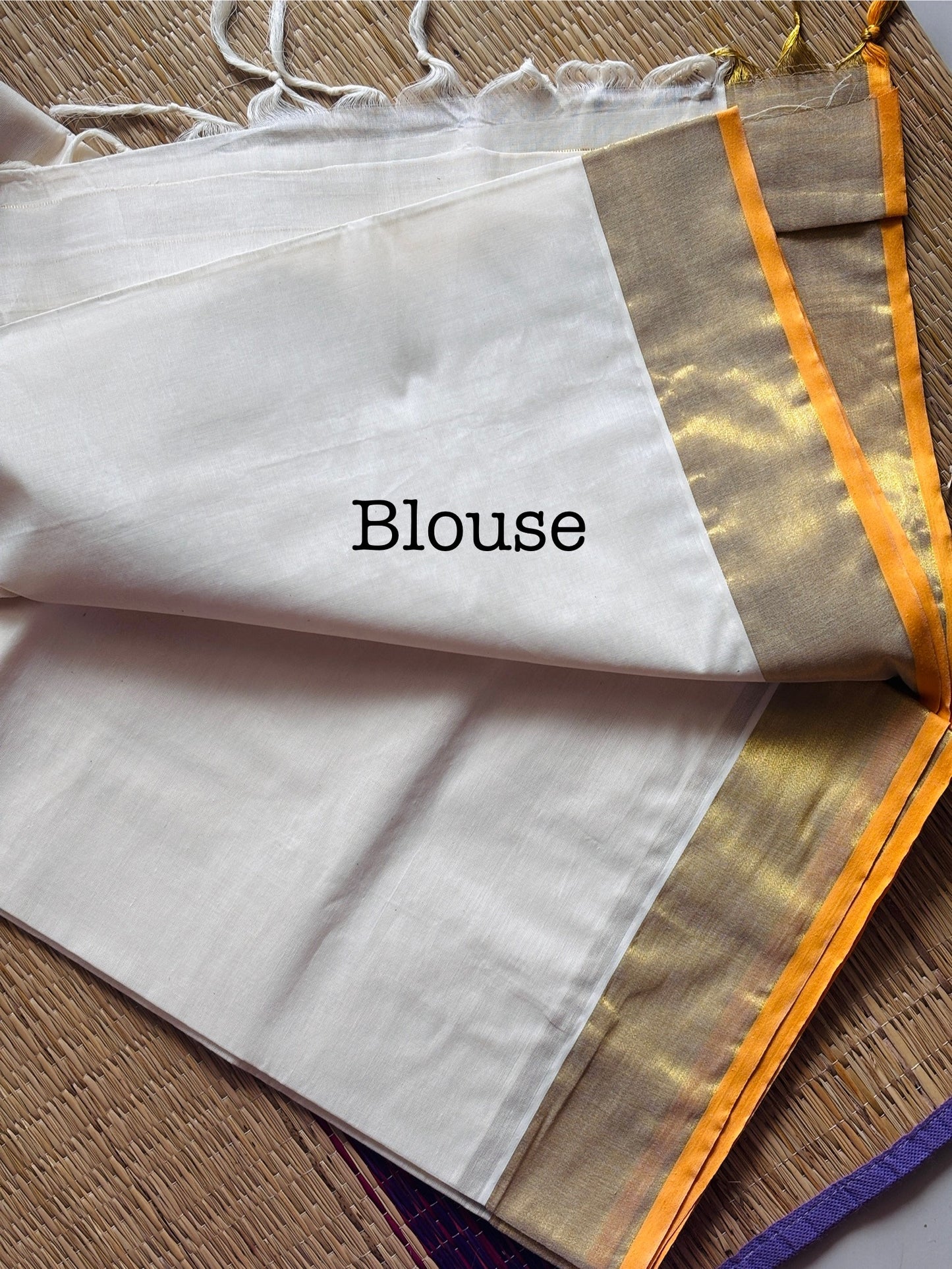 ചേല 💛(cotton Set saree with Running  Blouse piece - 5inch Kara)