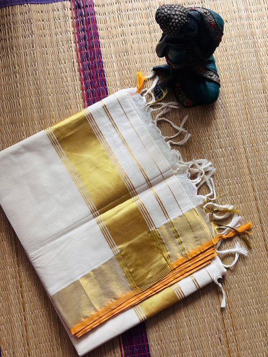 ചേല 💛(cotton Set saree with Running  Blouse piece - 5inch Kara)