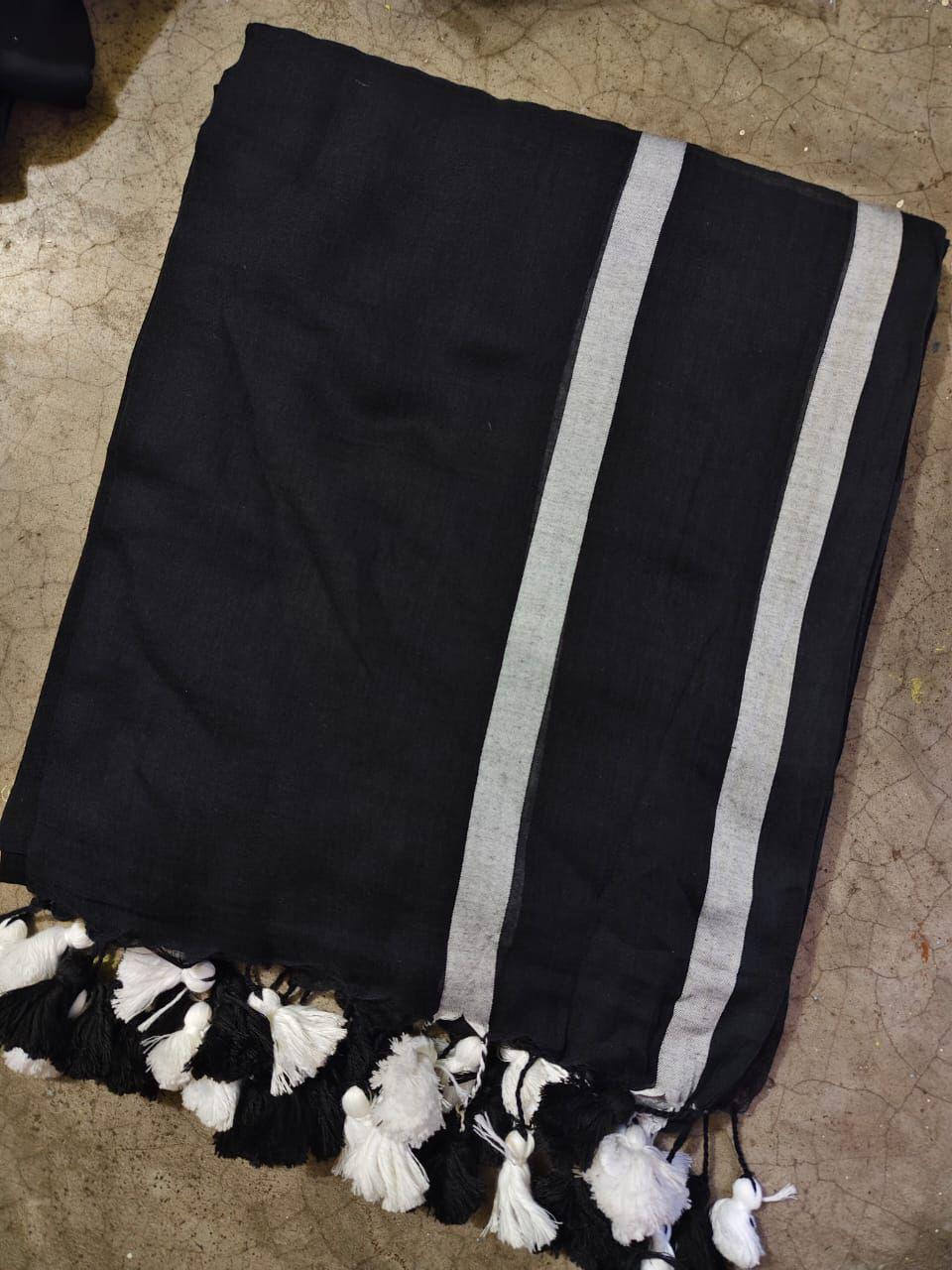 Sesame 🖤( mul cotton saree without blouse)| Dry Clean only