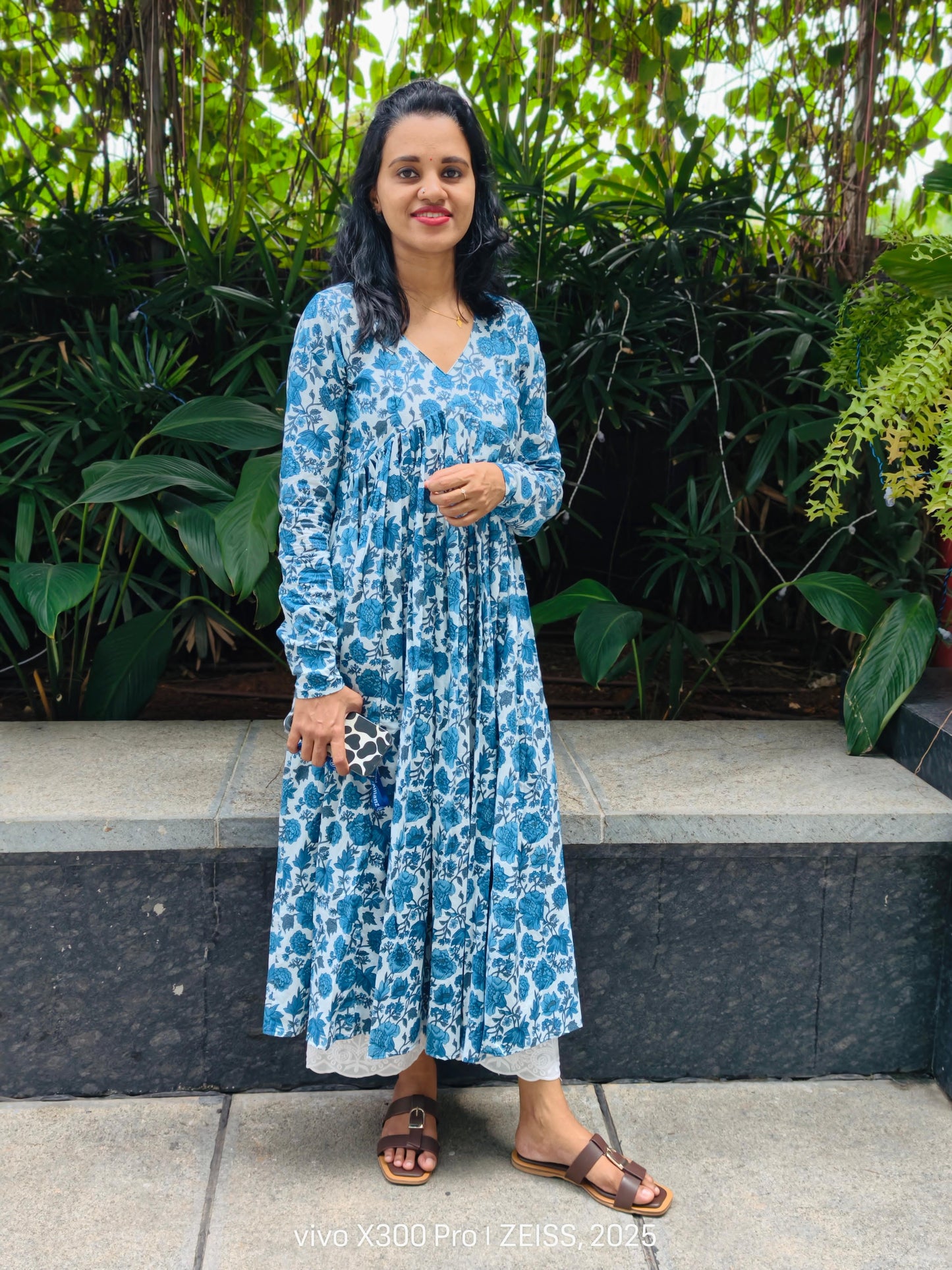 Floral Neeli | Anarkali Kurta Only | Feeding Friendly.