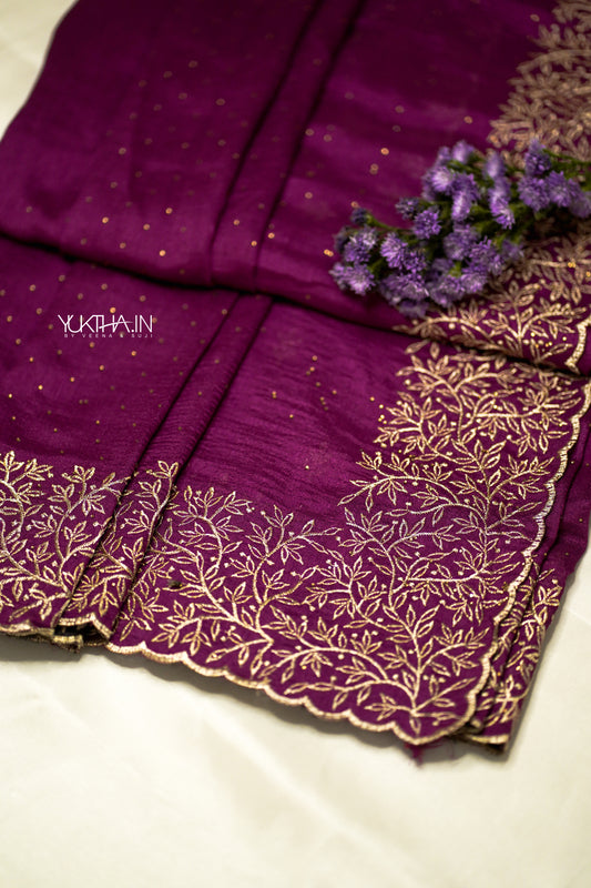 Magenta Vichitra silk