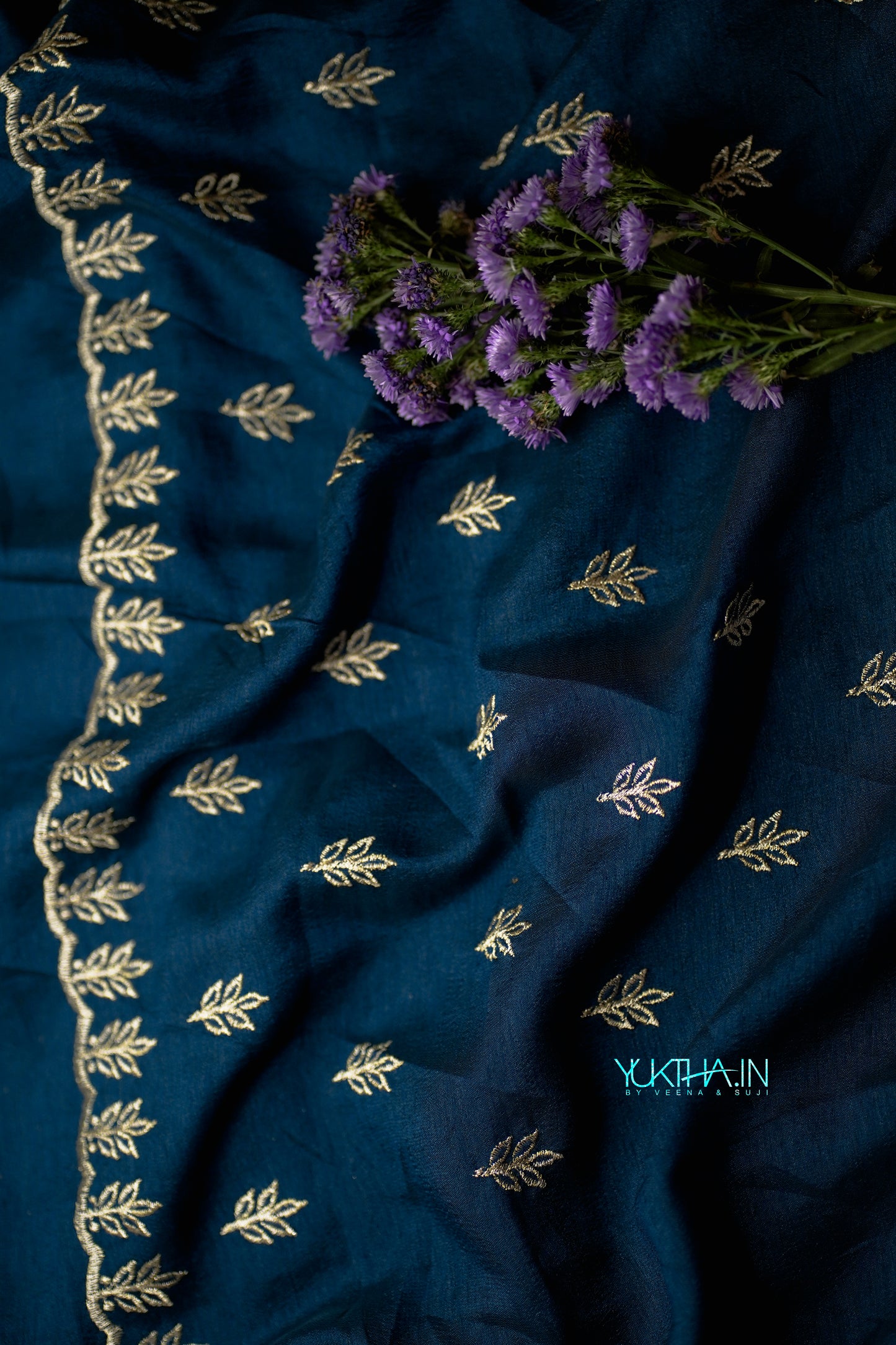 Blue Vichitra silk