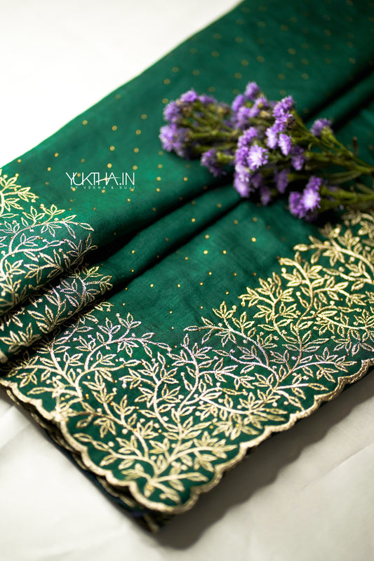 Green Vichitra silk