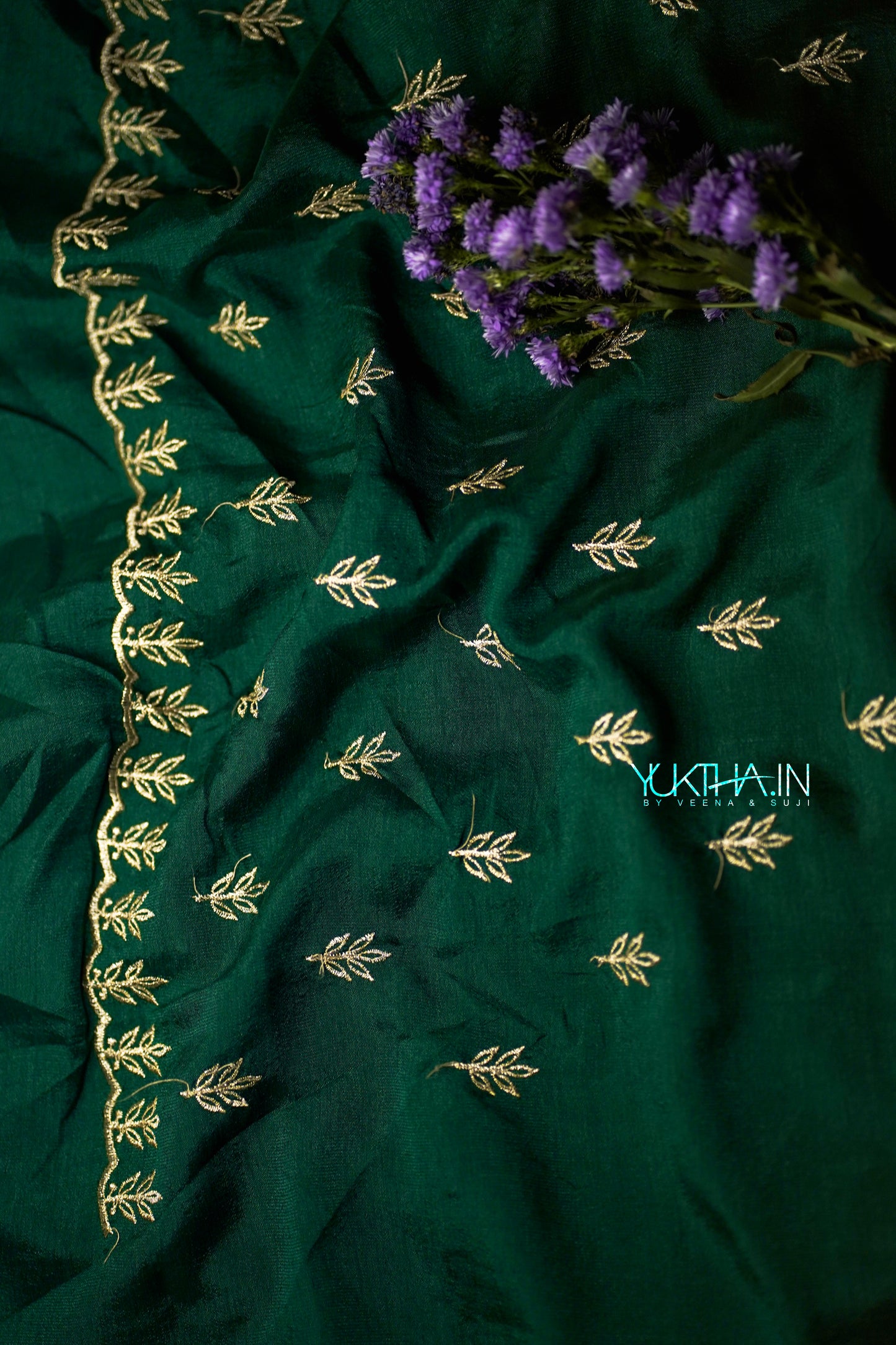 Green Vichitra silk