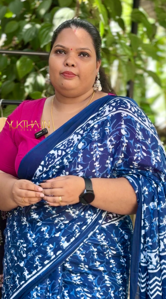 Indigo Cotton Saree