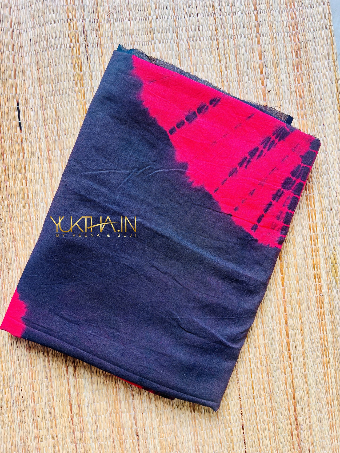 Tie & Dye Blackish Brown Cotton Saree