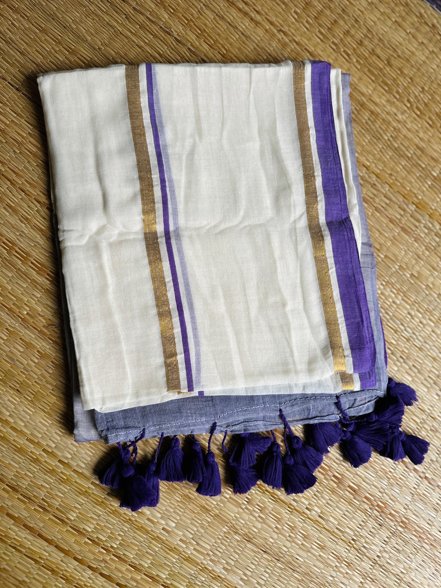 ലാവണ്യ💜 (Mul cotton saree without BP) (Pre-Booking)