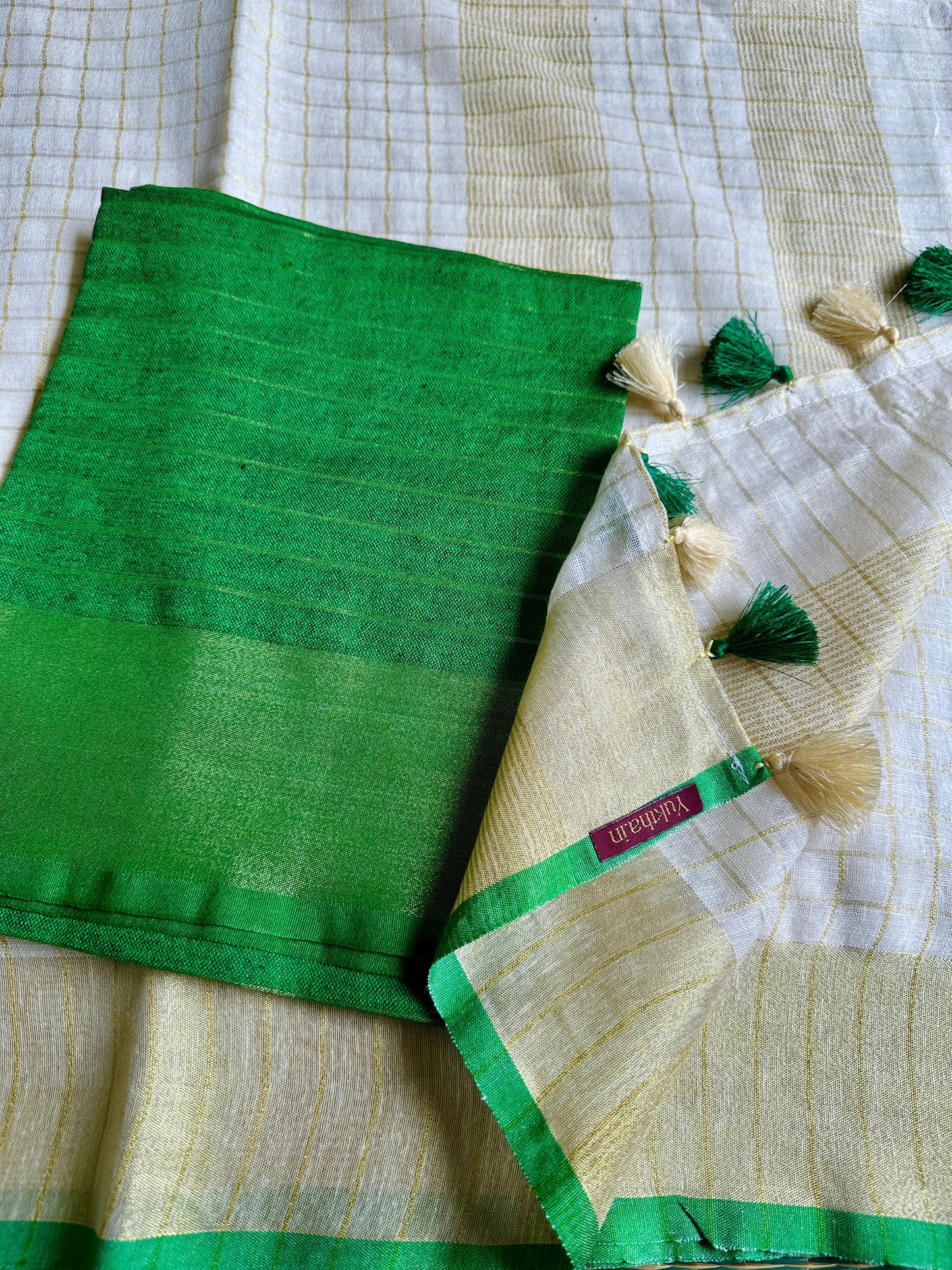 തുമ്പപ്പൂ 💚 ( Green Tissue Soft Cotton Saree with Matching Blouse piece) Prebooking dispatch  Aug 3